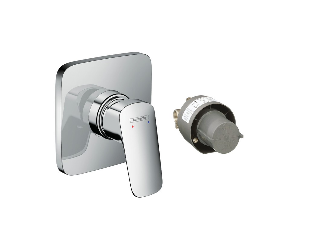 Hansgrohe Logis Square Shower Mixer Finishing Set including concealed body part